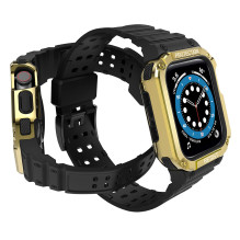 Apsauginis dirželis „Apple Watch 42 / 44 / 45 mm“ šarvuotam dėklui – juodas, auksinis