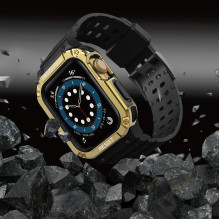 Protect Strap Band for Apple Watch 42 / 44 / 45mm Armored Case Strap - Black, Gold