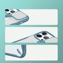 Nillkin Cyclops Case tvirtas dėklas su fotoaparato dangteliu ir sulankstomu stovu iPhone 13 Pro juodas