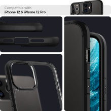 „Spigen Ultra Hybrid“ dėklas, skirtas „iPhone 12“ / „iPhone 12 Pro“ – matinė juoda