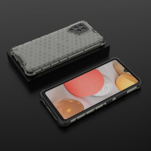 Honeycomb Case šarvų dangtelis su TPU buferiu, skirtas Samsung Galaxy A42 5G juodas