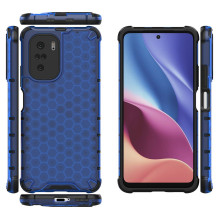 Honeycomb Case šarvų dangtelis su TPU buferiu, skirtas Xiaomi Redmi K40 Pro+ / K40 Pro / K40 / Poco F3 blue Honeycomb Case šarvų dangtelis su TPU buferiu, skirtas Xiaomi Redmi K40 Pro+ / K40 Pro / K40 / Poco F3 blue