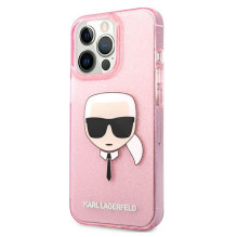 Karl Lagerfeld Glitter Karl's Head Case for iPhone 13 Pro Max - Pink