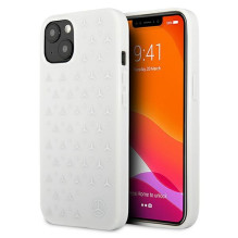 „Mercedes“ sidabrinis žvaigždžių rašto dėklas, skirtas „iPhone 13“ – baltas