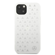 „Mercedes“ sidabrinis žvaigždžių rašto dėklas, skirtas „iPhone 13“ – baltas