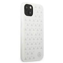 „Mercedes“ sidabrinis žvaigždžių rašto dėklas, skirtas „iPhone 13“ – baltas
