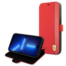 Ferrari FESAXFLBKP13SRE iPhone 13 mini 5,4 colio raudona / raudona knyga On Track Carbon Stripe