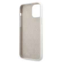 Guess GUHCP12SLSLMGWH iPhone 12 mini 5,4 colio baltas / baltas kietasis metalinis logotipo scenarijus