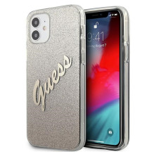 Guess GUHCP12SPCUGLSGO iPhone 12 mini 5.4" gold / gold hardcase Glitter Gradient Script
