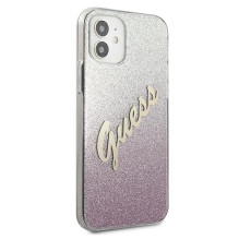 Guess GUHCP12SPCUGLSPI iPhone 12 mini 5,4 colio rožinis / rožinis kietasis dėklas Glitter Gradient Script