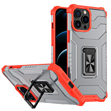 Crystal Ring Case Kickstand Tvirtas ir tvirtas dangtelis, skirtas iPhone 13 Pro Max raudonas