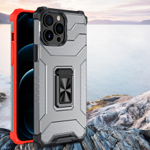 Crystal Ring Case Kickstand Tvirtas ir tvirtas dangtelis, skirtas iPhone 13 Pro Max raudonas