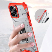 Crystal Ring Case Kickstand Tvirtas ir tvirtas dangtelis, skirtas iPhone 13 Pro Max raudonas