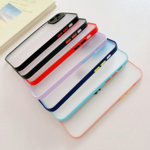 Milky Case silikoninis lankstus permatomas dėklas, skirtas Samsung Galaxy A42 5G mėlynas