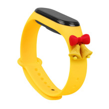 Strap Xmas for Xiaomi Mi Band 5 / 6 Christmas Silicone Bracelet Strap with Bells - Yellow