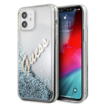 Guess GUHCP12SGLVSBL iPhone 12 mini 5.4" blue / blue hardcase Glitter Vintage Script