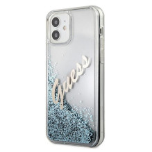 Guess GUHCP12SGLVSBL iPhone 12 mini 5.4" blue / blue hardcase Glitter Vintage Script
