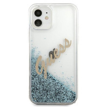 Guess GUHCP12SGLVSBL iPhone 12 mini 5.4" blue / blue hardcase Glitter Vintage Script