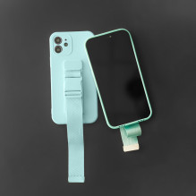 Virvės dėklas, gelio dėklas su grandininiu dirželiu, rankiniu diržu iPhone 13 Pro raudonas