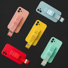 Virvės dėklas, gelio dėklas su grandininiu dirželiu, rankiniu diržu iPhone 13 Pro raudonas