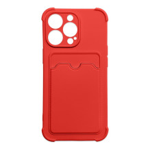 „Card Armor Case“ dėklo dėklas, skirtas „iPhone 12 Pro Max Card Wallet“, silikoninis oro pagalvės šarvai raudonas