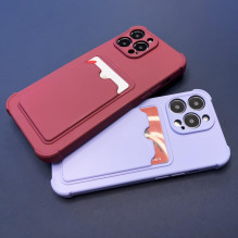 „Card Armor Case“ dėklo dėklas, skirtas „iPhone 12 Pro Max Card Wallet“, silikoninis oro pagalvės šarvai raudonas