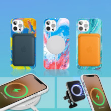 Kingxbar Watercolor Series color case for iPhone 12 Pro Max yellowblue