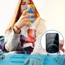 Kingxbar Watercolor Series spalvotas dėklas skirtas iPhone 12 Pro Max geltonai mėlynas