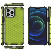 Honeycomb Case šarvų dangtelis su TPU buferiu, skirtas iPhone 13 Pro Max žalias