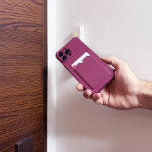 Kortelės šarvų dėklo maišelio dangtelis, skirtas iPhone 13 Mini Card Wallet Silikoninis oro pagalvės šarvai rožinis