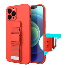 Virvės dėklas, gelio dėklas su grandininiu dirželiu, dirželiu iPhone 13 Pro Max rožinis
