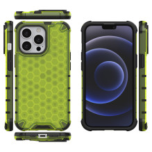 Honeycomb Case šarvų dangtelis su TPU buferiu, skirtas iPhone 13 Pro žalias