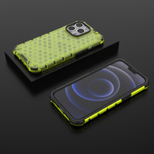 Honeycomb Case armor cover with TPU Bumper for iPhone 13 Pro green