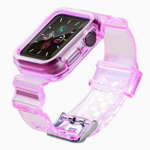 Silikono juostos apyrankės dėklo dirželio šviesos rinkinys, skirtas Apple Watch 44 mm - raudonas