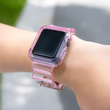 Silikono juostos apyrankės dėklo dirželio šviesos rinkinys, skirtas Apple Watch 44 mm - raudonas