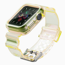 Silikoninės juostos apyrankės dėklo dirželio šviesos rinkinys, skirtas Apple Watch 44mm – geltonas