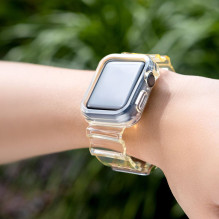 Silikoninės juostos apyrankės dėklo dirželio šviesos rinkinys, skirtas Apple Watch 44mm – geltonas