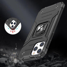 Wozinsky Ring Armor Case Kickstand Tvirtas tvirtas dangtelis skirtas iPhone 13 Pro Max sidabrinis