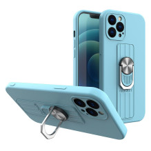 Ring Case silikoninis dėklas su rankena pirštu ir stovu iPhone 11 Pro Max šviesiai mėlynai Ring Case silikoninis dėklas su rankena pirštu ir stovu iPhone 11 Pro Max šviesiai mėlynai