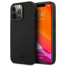 Mercedes Leather Meshed Metal Logo Case for iPhone 13 Pro / iPhone 13 - Black Mercedes Leather Meshed Metal Logo Case for iPhone 13 Pro / iPhone 13 - Black