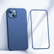Joyroom 360 Full Case priekinis ir galinis dangtelis, skirtas iPhone 13 + grūdinto stiklo ekrano apsauga mėlyna (JR-BP92 Joyroom 360 Full Case priekinis ir galinis dangtelis, skirtas iPhone 13 + grūdinto stiklo ekrano apsauga mėlyna (JR-BP92