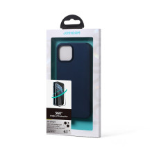 Joyroom 360 Full Case priekinis ir galinis dangtelis, skirtas iPhone 13 + grūdinto stiklo ekrano apsauga mėlyna (JR-BP92 Joyroom 360 Full Case priekinis ir galinis dangtelis, skirtas iPhone 13 + grūdinto stiklo ekrano apsauga mėlyna (JR-BP92