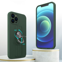 Ring Case silicone case with finger grip and stand for iPhone 13 Pro brown