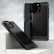 Anglies dėklas, lankstus dangtelis TPU dėklas, skirtas iPhone 13 Pro Max juodas Anglies dėklas, lankstus dangtelis TPU dėklas, skirtas iPhone 13 Pro Max juodas
