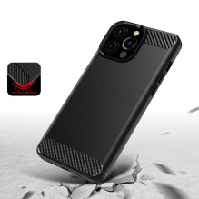 Anglies dėklas, lankstus dangtelis TPU dėklas, skirtas iPhone 13 Pro Max juodas Anglies dėklas, lankstus dangtelis TPU dėklas, skirtas iPhone 13 Pro Max juodas