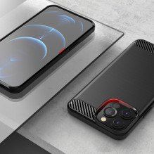 Anglies dėklas, lankstus dangtelis TPU dėklas, skirtas iPhone 13 Pro Max juodas Anglies dėklas, lankstus dangtelis TPU dėklas, skirtas iPhone 13 Pro Max juodas
