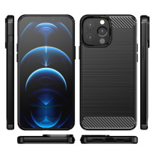 Anglies dėklas, lankstus dangtelis TPU dėklas, skirtas iPhone 13 Pro Max juodas Anglies dėklas, lankstus dangtelis TPU dėklas, skirtas iPhone 13 Pro Max juodas