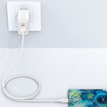 Acefast C2-03-CC USB-C - USB-C PD QC kabelis 60W 3A 480Mb / s 1,2m - baltas