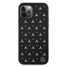 „Mercedes“ sidabrinis žvaigždžių rašto dėklas, skirtas „iPhone 12 Pro Max“ – juodas