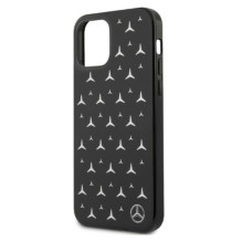 „Mercedes“ sidabrinis žvaigždžių rašto dėklas, skirtas „iPhone 12 Pro Max“ – juodas
